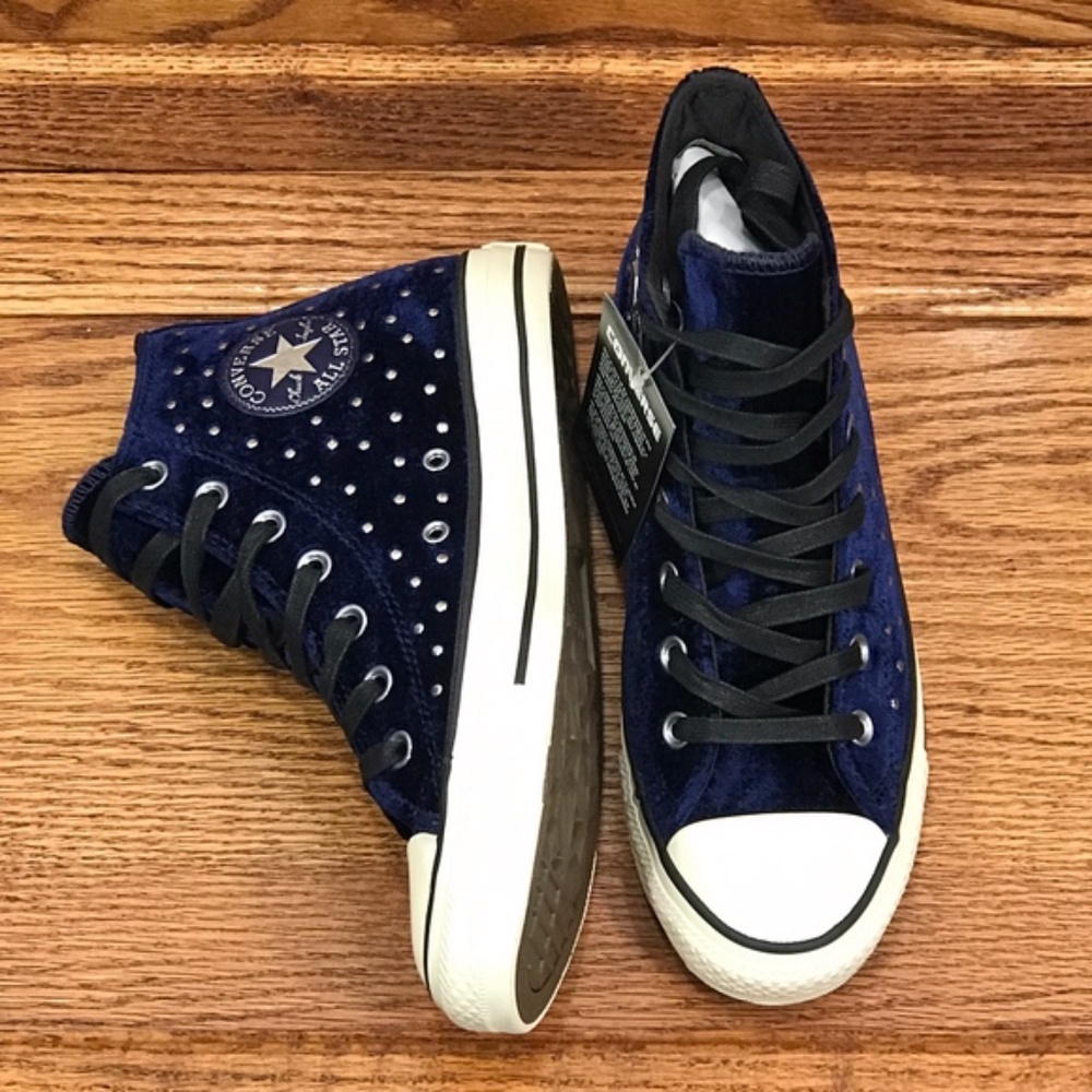 Converse CTAS Hi Eclipse Black Turtledove Velvet‎ Stud Shoes - Picture 5 of 6